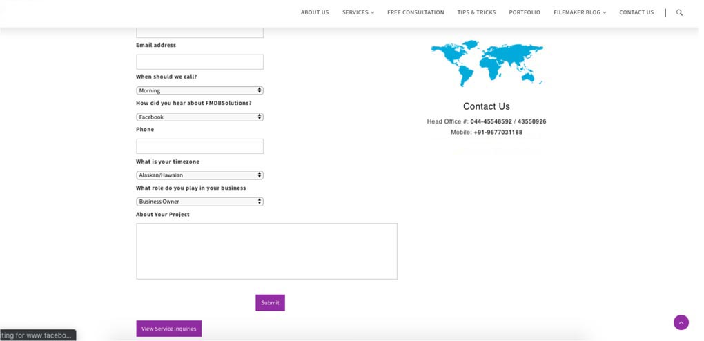 Service inquiries form